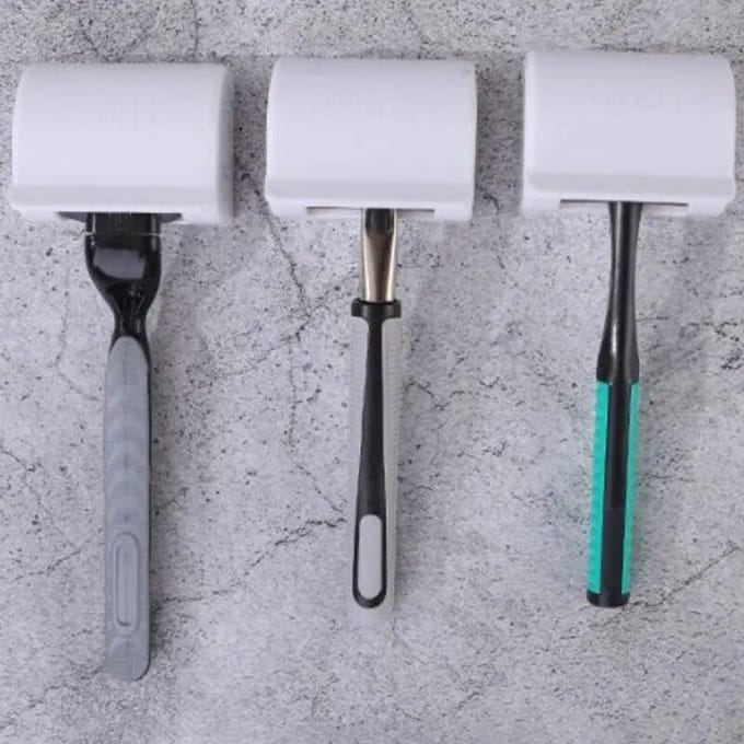 Boîte de support pour rasoir, anti-poussière, organisateur d'outils de rasage, étagère murale, ensemble de salle de bain pour hommes, capuchon de support de rasoir, ventouse en plastique blanc