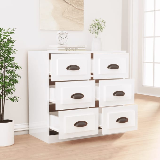 vidaXL - Dressoir - 70x35x67,5 - cm - bewerkt - hout - hoogglans - wit