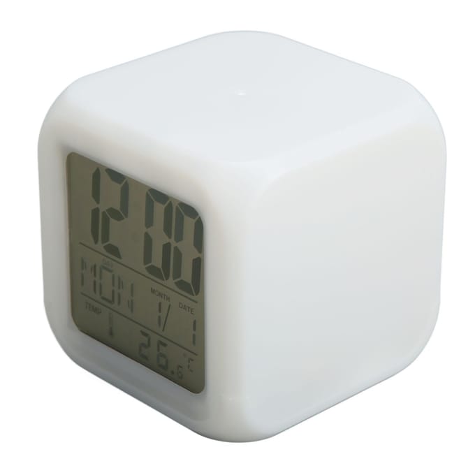 Horloge numérique LED pour enfants, 7 couleurs, affichage de la température nocturne, portable, facile à utiliser gray