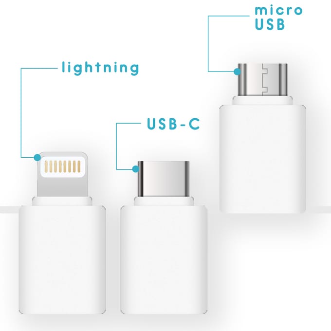 imoshion 3-in-1 smartphone ventilator geschikt voor Lightning, USB-C & Micro-USB - Wit