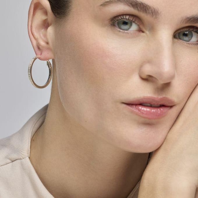 Luxenter oorbellen met glanzend zilveren afwerking zirkonia - Budix