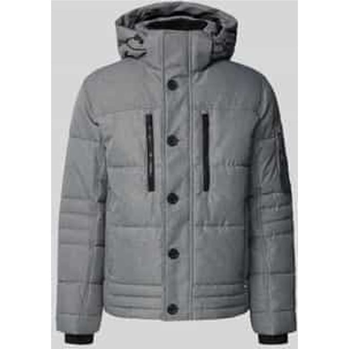 Gewatteerd regular fit jack met afneembare capuchon