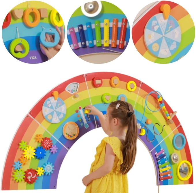 Viga Toys - Houten - Wandspeelbord - Regenboog - Diameter 162cm