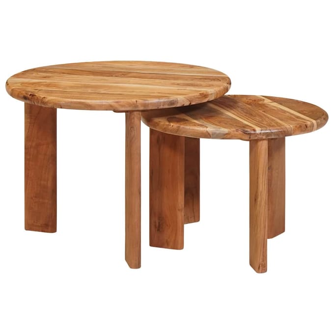 vidaXL - Nesting - Koffietafels - 2 - st - Bruin - Ø - 50 - x - 40 - cm