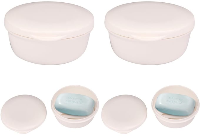 Dailygoods- Zeepdoos Reis - Zeepdoos met Deksel - Compact - Rond - Plastic - Temperatuurweerstand - 9 cm Binnenmaat - Zeepcontainer