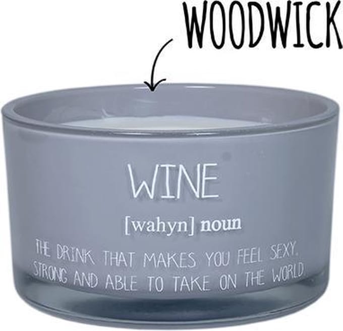 Sojakaars Wine met WoodWick lont