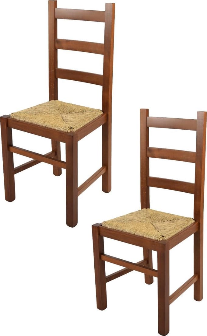 Tommychairs Rustica - Eetkamerstoelen - Set van 2 - Licht Walnoot - Rotan