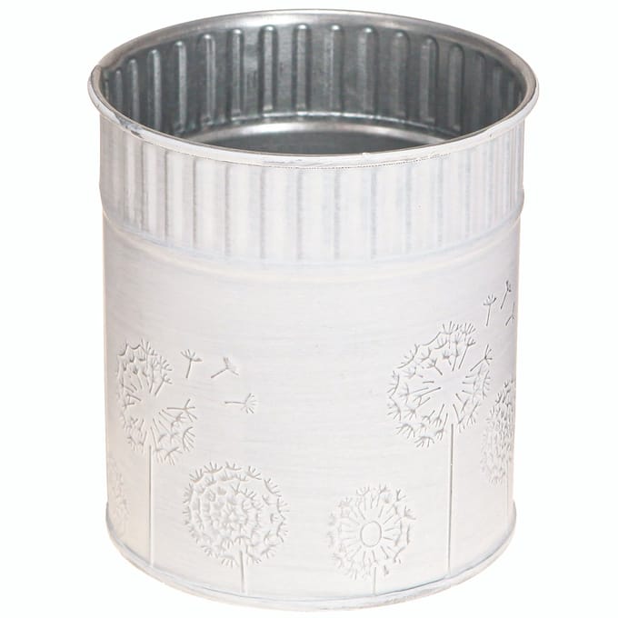 Bloempot met paardenbloemmotief, wit, Ø9,5 cm, H11 cm