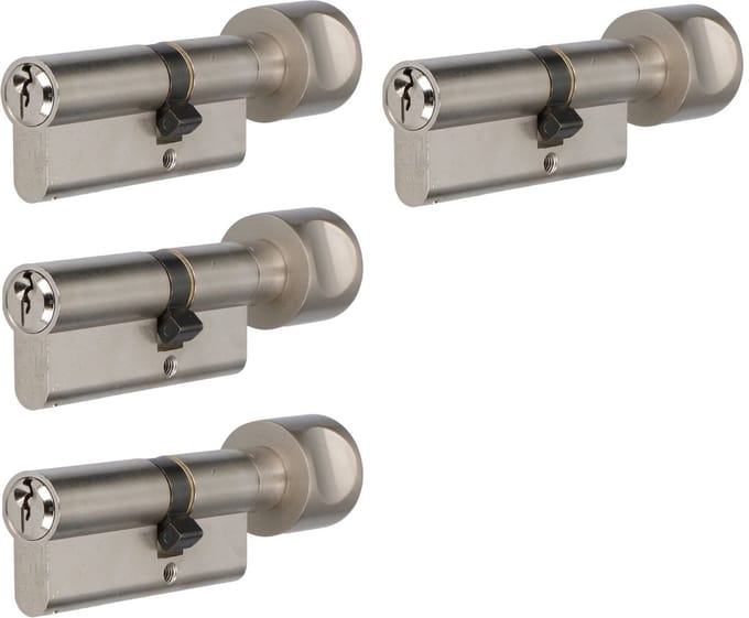 S2 knopcilinder 30/30 SKG** set van 4 stuks gelijksluitend