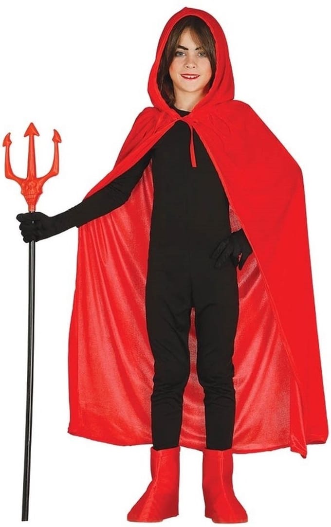 Rode Halloween verkleedcape met capuchon voor kinderen - carnaval kleding