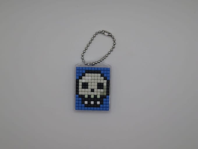 Sleutelhanger, Doodshoofd, Pixels, Halloween