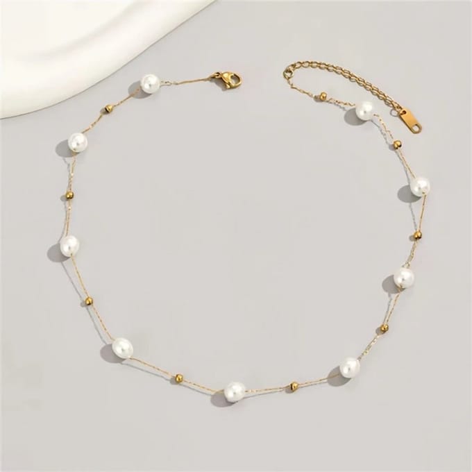 Nivard Ketting - Dames - Staal - Nep zilver - Met Hanger - Nep Goud/Wit