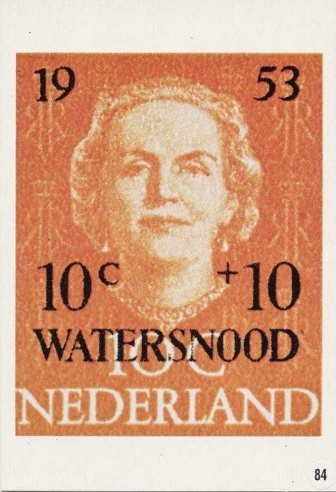 Briefkaart met afbeelding koningin Juliana – Watersnoord postzegel