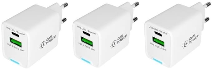 3 stuks OneOne 45W super snellader met 2 poorten. USB C en USB A. Compacte GAN Quick Charge lader. PD PPS oplader adapter past op Google Pixel 1, Pixel 2, Pixel 2 XL, Pixel 3, Pixel 3 XL, Pixel 3a, Pixel 3a XL, Pixel 4, Pixel 4 XL, Pixel 4a
