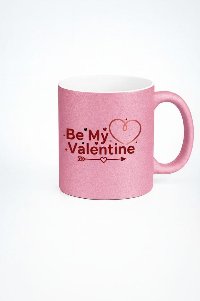 Roze Glitter Mok "Be My Valentine" - Perfect Valentijnscadeau