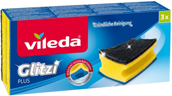 Vileda Glitzi Plus Schuursponsjes - Schoonmaakspons (3 STUKS)