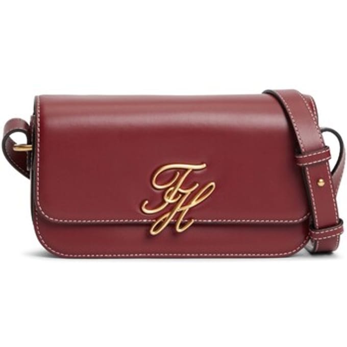 Tommy Hilfiger Script Flap Crossover Velvet Maroon Taglia: OS | Borse a mano Outlet | Donna | Marrone