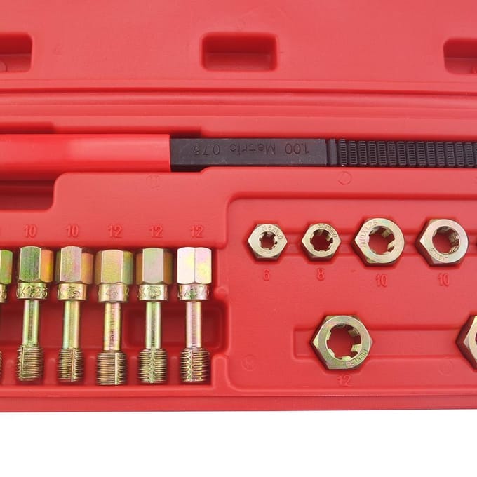 15 stuks Reapir Reapir-gereedschapsset met metrische draadvijl, metrische reapir-tappen en -matrijzen 1 kit red