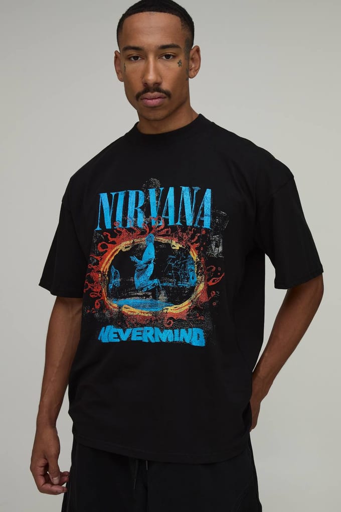 Oversized Nirvana Nevermind Licentie Print T-shirt | Black | Size Small