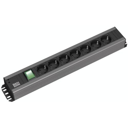 BACHMANN stekkerdoos 9x geaard contact, met schakelaar, 2 m
