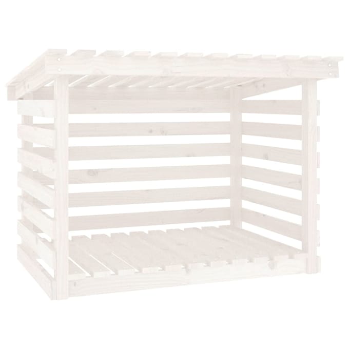 vidaXL - Haardhoutrek - 108x73x79 - cm - massief - grenenhout - wit