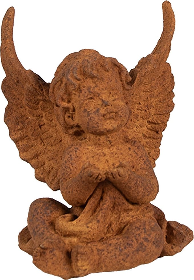 Clayre & Eef Decoratie Beeld Engel 12 cm Bruin Polyresin