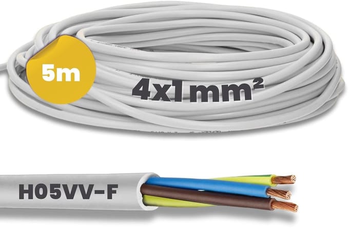 Slangkabel 4 x 1 mm² - Flexibele PVC Stroomkabel voor Binnengebruik - 4-aderig Wit