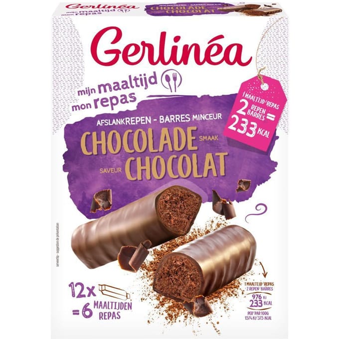 Gerlinea Maaltijdvervanger - Maaltijdrepen - Chocolade - 12 x 31 g
