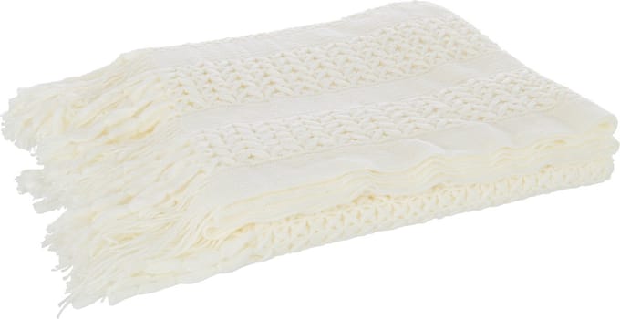 J-Line plaid Gebreid - polyester - wit - 160 x 130 cm