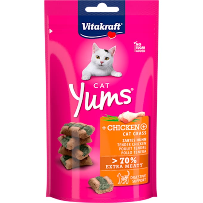 Vitakraft Cat Yums Kip & Kattengras - Kattensnack - 40 g