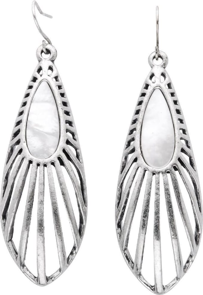 Behave - Oorhangers dames druppelvorm - Natuuraccent - Zilverkleur