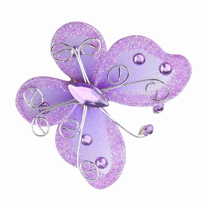 24 stuks Transparant Gaas Draad Glitter Vlinder Bruiloft Feest Kleding Decoratie DIY Benodigdheden Paars white