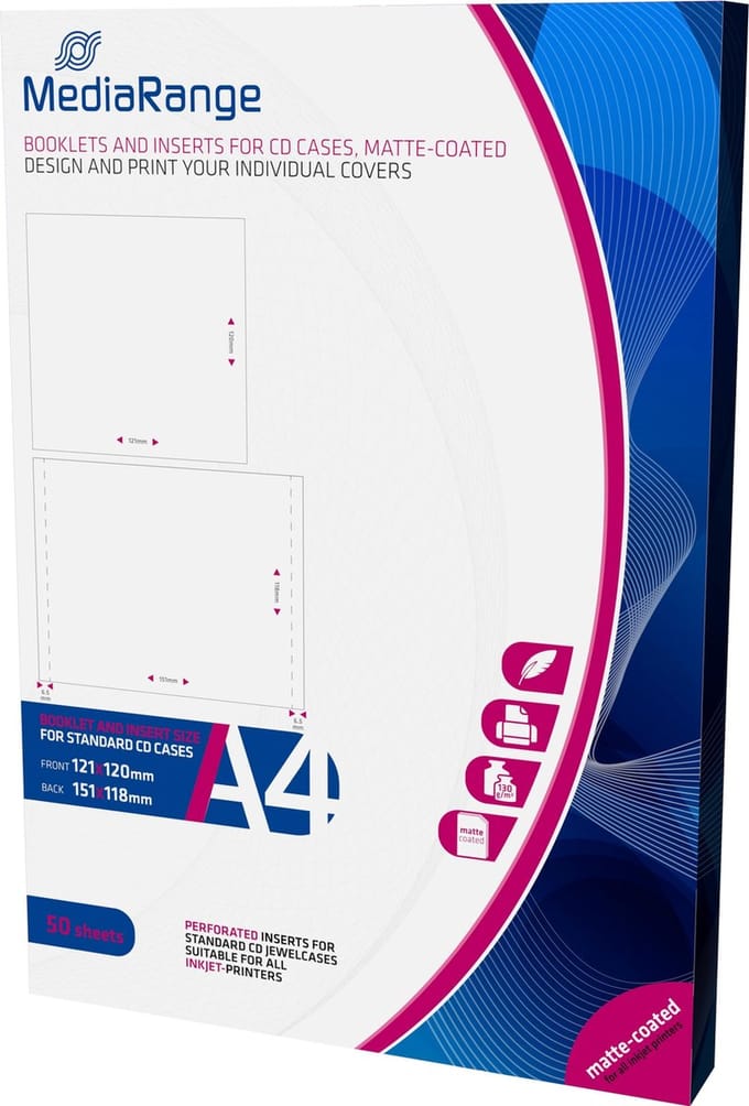 MediaRange CD jewelcase booklet + inlay wit 50 stuks