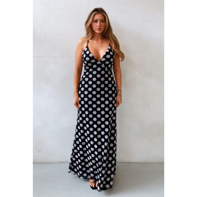 Audrey Polka V-Hals Maxi Jurk