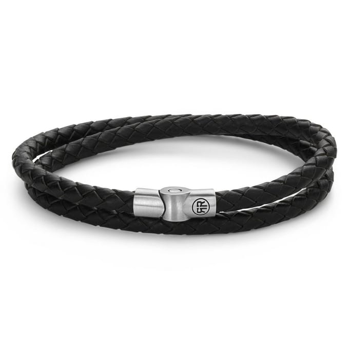 Rebel & Rose armband Full Metal Double Round Black RR-M0038-S