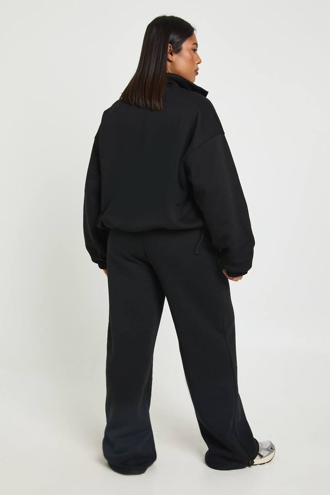 boohoo Dames Plus verstelbare toggle jogger met wijde pijpen | Black | Maat: 16