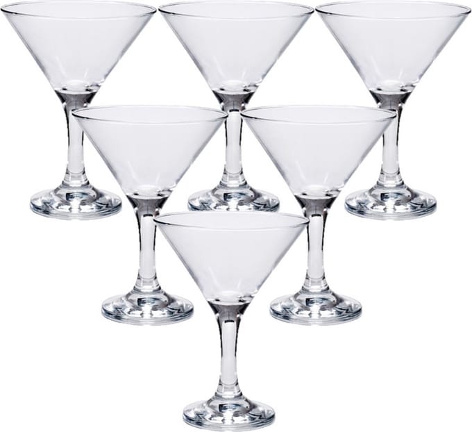 Pasabahce Cocktail/martini glazen - Set van 12x stuks - transparant - 190 ml