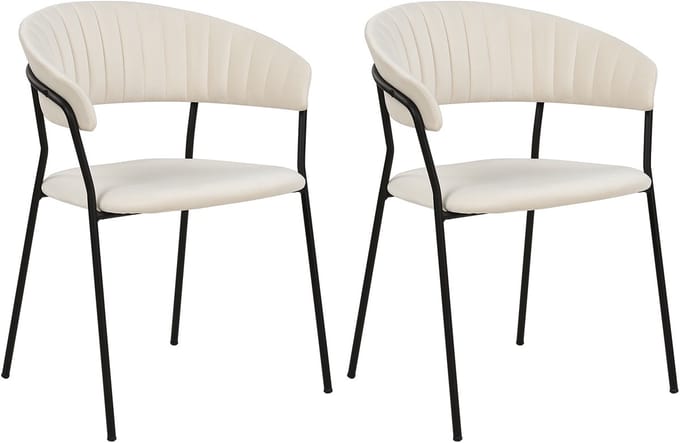 MARIPOSA - Eetkamerstoel set van 2 - Off-white - Fluweel