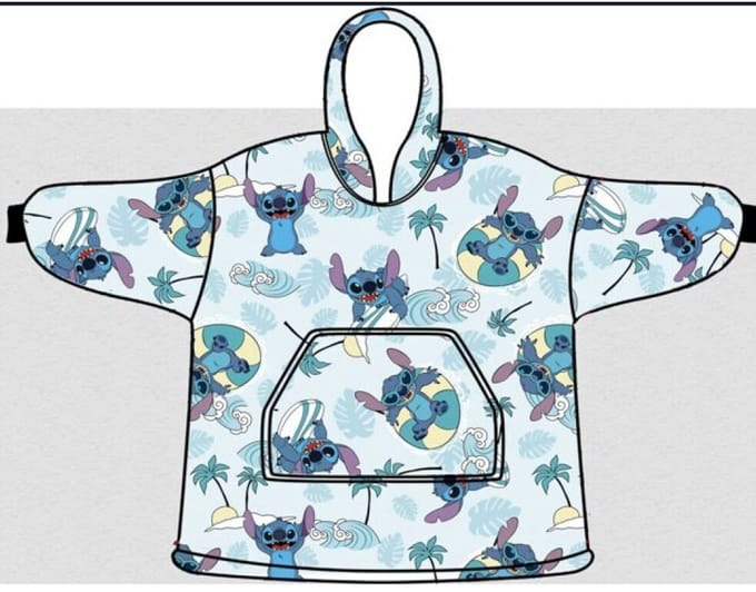 Disney Lilo & Stitch Hoodie Fleece deken, Beach Life - Kind - One Size (7-14 jaar) - Polyester