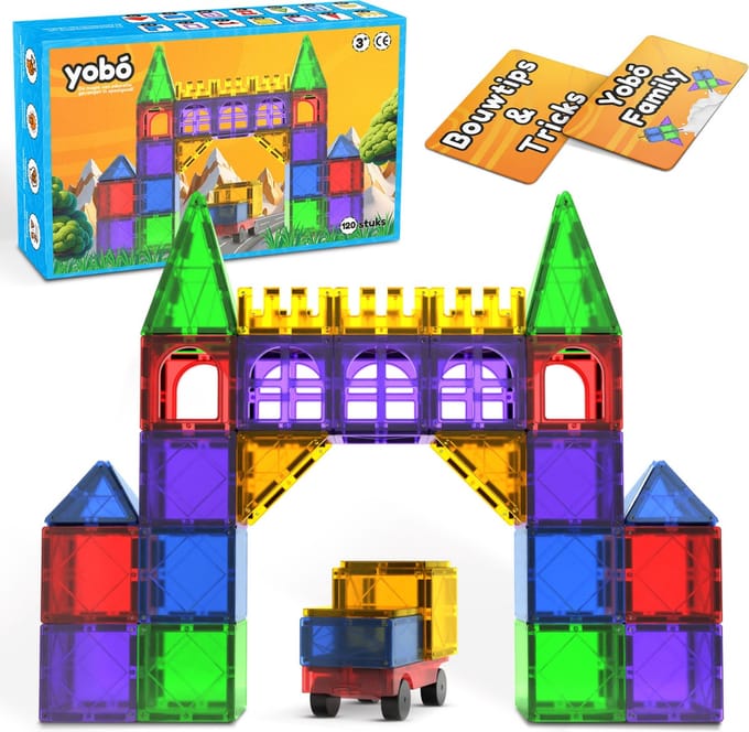 Yobó Original Magnetic Tiles - 120 stuks - BPA-vrij - vanaf 3 jaar