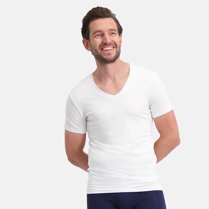 Comfortabel & Zijdezacht Bamboo Basics Slimfit T-Shirts Vinn V-hals (2-pack) - Wit - L