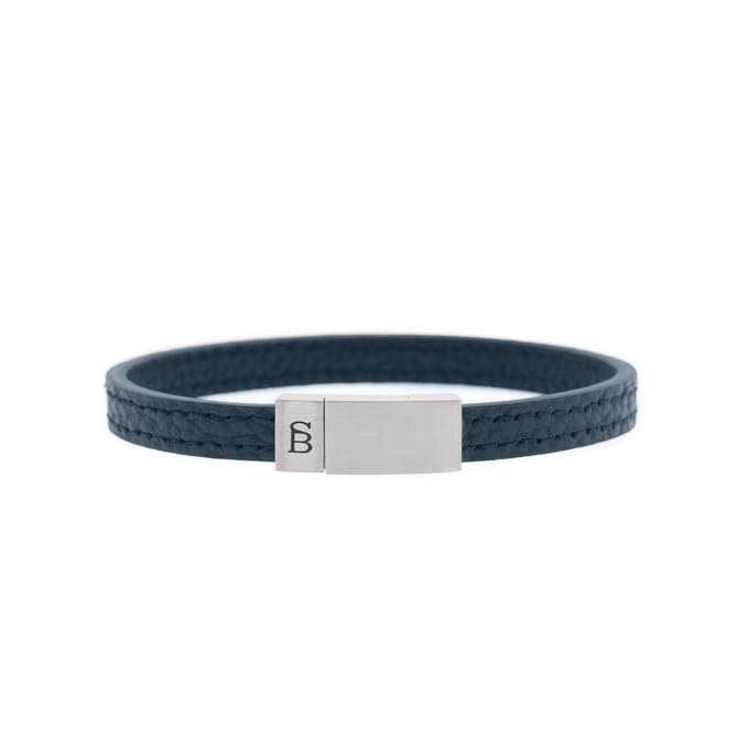 STEEL & BARNETT - Leren Armband Heren - Grady - Blauw - Maat L