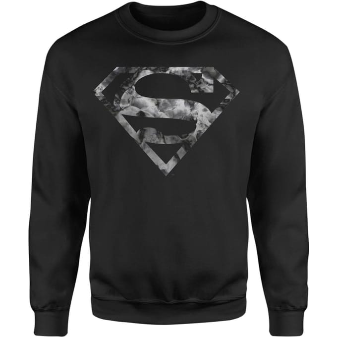 Marble Superman Logo Sweatshirt - Black - S