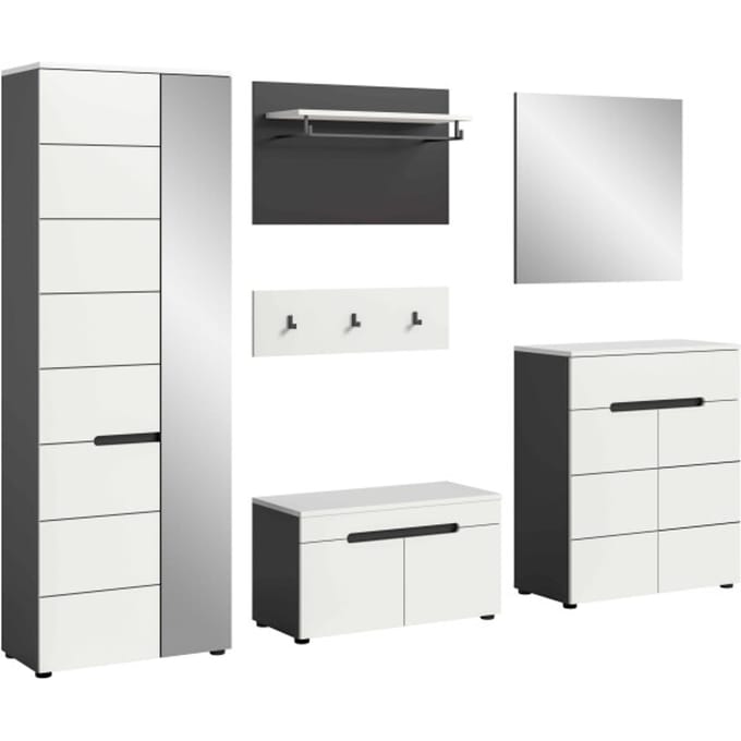 Furnilux Moderne garderobecombinatie in wit complete ingangsoplossing met