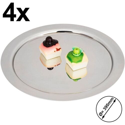 GGM Gastro (4 Stück) Edelstahl Serviertablett - Ø 390mm - poliert Zilver