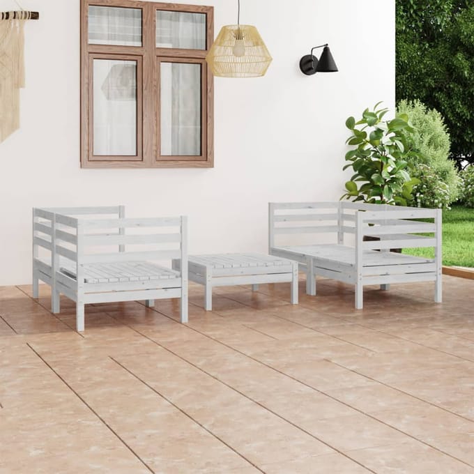 vidaXL - 5-delige - Loungeset - massief - grenenhout - wit