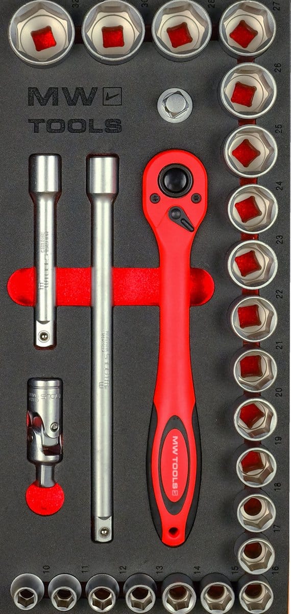 Doppenset foam tray 1/2 10- 32mm 26 delig MW Tools MWD1226