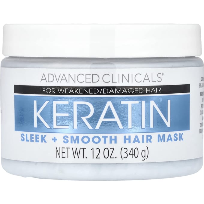 Advanced Clinicals, Masque capillaire à la kératine, propre et doux, 12 oz (340 g) gray