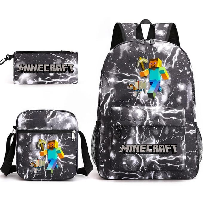 Minecraft Schooltas Game Merchandise Student Grote Capaciteit Print Drie Delige Schooltas Mannen En Vrouwen Three-piece set