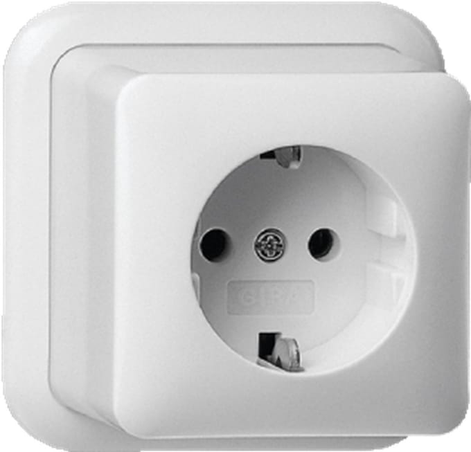 GIRA opbouw Wandcontactdoos met randaarde Crème wit 444010